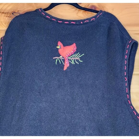 Cardinals Vest Black Plus 26/28W White Stag Sweater Vest Black and Red Birds - Picture 10 of 15